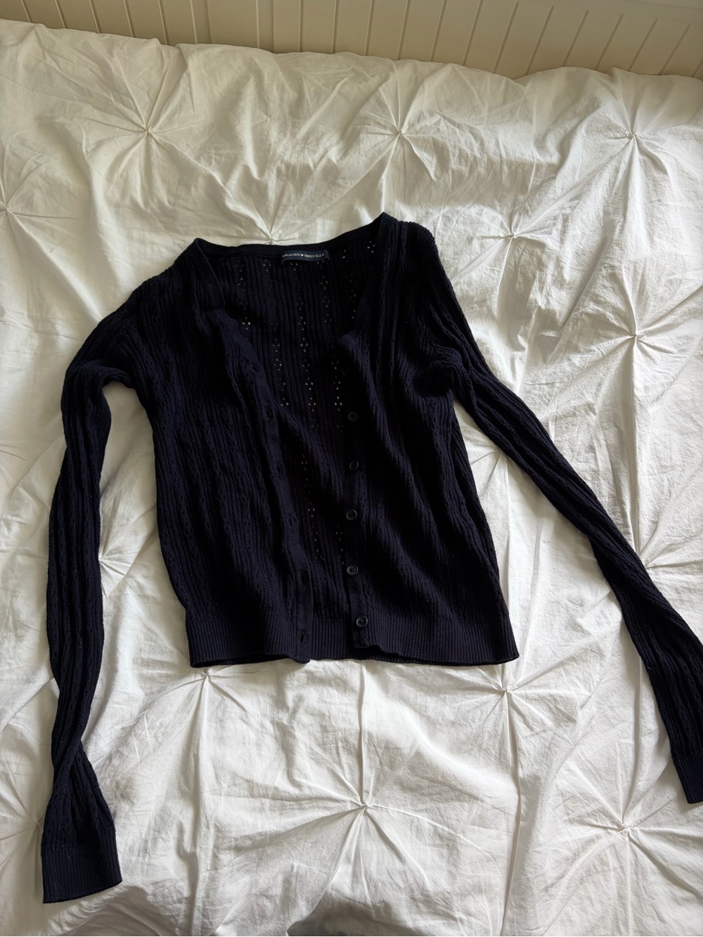 Brandy Melville Navy Ribbed Button Cardigan